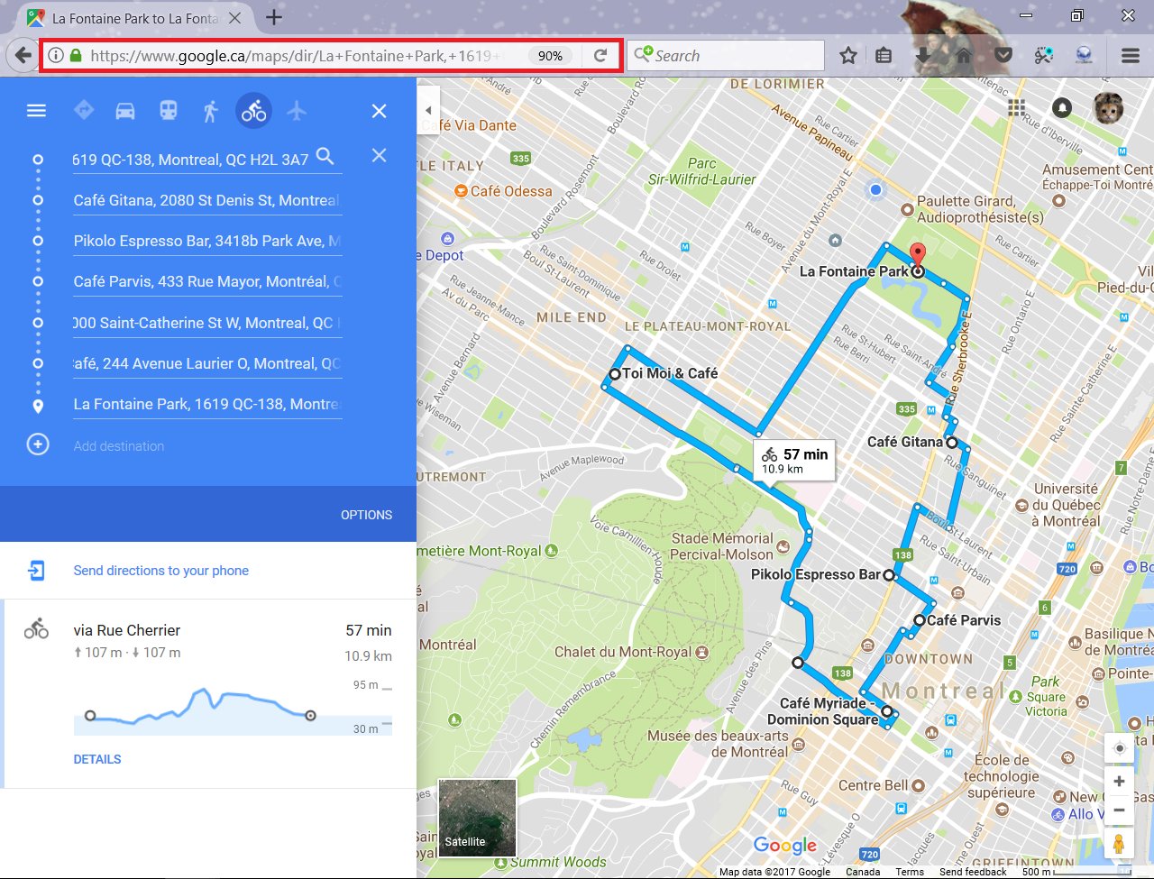 Google Maps bicycle directions