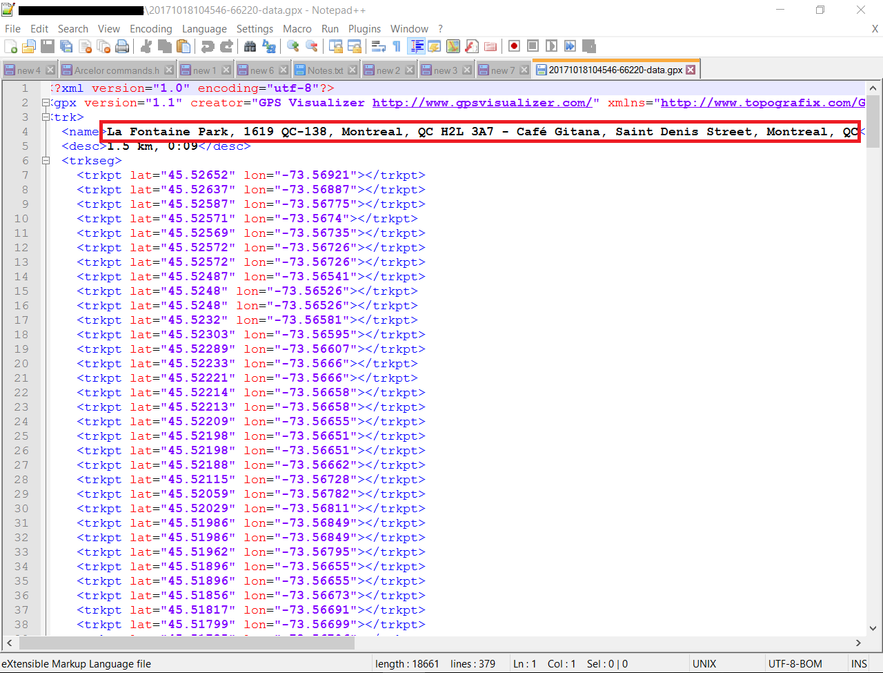 Rename GPX track directly