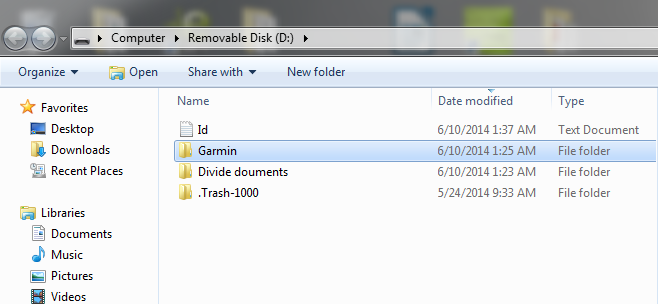 eTrex folder structure