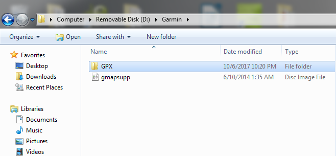 eTrex folder structure