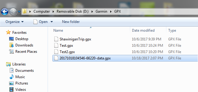 eTrex folder structure